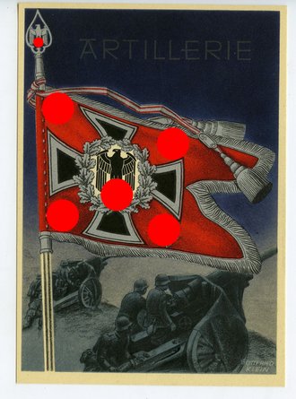 Ansichtskarte "Die siegreichen Fahnen und Standarten der Deutschen Wehrmacht - Artillerie"