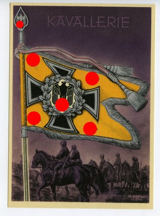 Ansichtskarte "Die siegreichen Fahnen und Standarten der Deutschen Wehrmacht - Kavallerie"