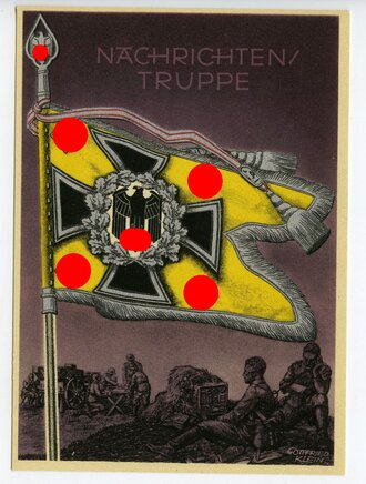 Ansichtskarte "Die siegreichen Fahnen und Standarten der Deutschen Wehrmacht - Nachrichtentruppe"