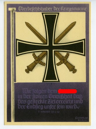 Ansichtskarte "Die siegreichen Fahnen und Standarten der Deutschen Wehrmacht - Oberbefehlshaber der Kriegsmarine"