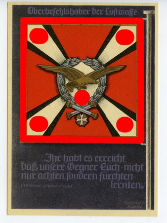 Ansichtskarte "Die siegreichen Fahnen und Standarten der Deutschen Wehrmacht - Oberbefehlshaber der Luftwaffe"