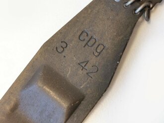Einführstück zum 50 Schuss Gurt MG34/42 Wehrmacht , Hersteller cpg, datiert 3.42