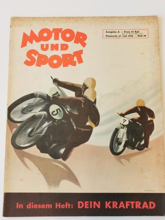 "Motor und Sport" - 17. Juli 1938 - Heft 29, 58 Seiten, gebraucht, DIN A4