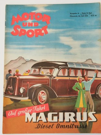 "Motor und Sport" - 24. Juli 1938 - Heft 30, 54 Seiten, gebraucht, DIN A4