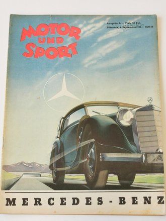"Motor und Sport" - 4. September 1938 - Heft 36, 62 Seiten, gebraucht, DIN A4