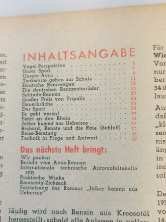"Motor und Sport" - 26. Mai 1935 - Heft 21, 56 Seiten, gebraucht, DIN A4, Einband eingerissen