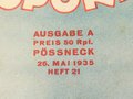 "Motor und Sport" - 26. Mai 1935 - Heft 21, 56 Seiten, gebraucht, DIN A4, Einband eingerissen