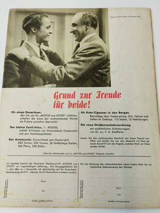 "Motor und Sport" - 22. Januar 1939 - Heft 4, 42 Seiten, gebraucht, DIN A4