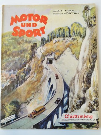"Motor und Sport" - 11. Juni 1939 - Heft 24, 54 Seiten, gebraucht, DIN A4