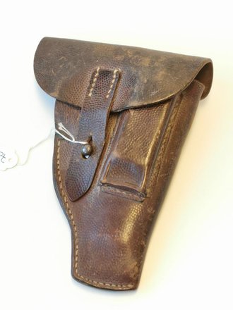 1. Weltkrieg Pistolentasche für Offiziere, dunkelbraunes Leder, getragen , guter Zustand