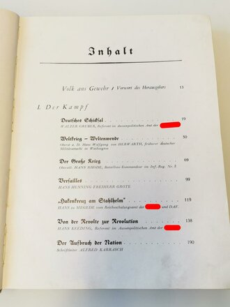 "Volk ans Gewehr" Das Buch von neuen Deutschland mit über 200 Bildern und Dokumenten.. Leipzig, Niebelungen-Verlag,, 1935 mit 416 Seiten, zum Teil leicht Stockfleckig