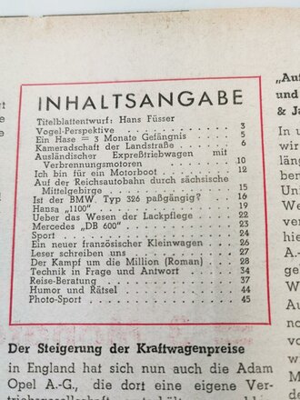 "Motor und Sport" - 26. September 1937 - Heft 39, 44 Seiten, gebraucht, DIN A4