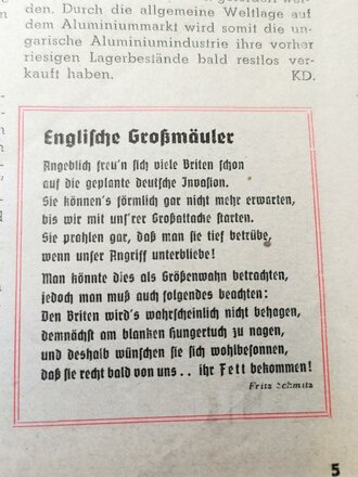 "Motor und Sport" - 08.September 1940 - Heft 36, 34 Seiten, gebraucht, DIN A4