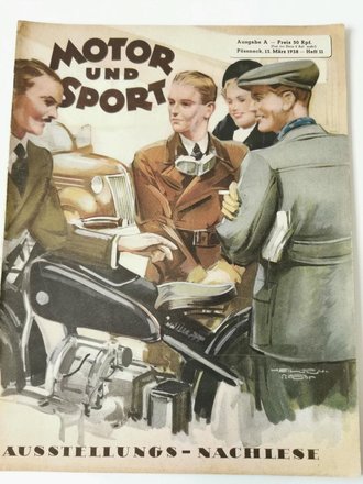 "Motor und Sport" - 13.März 1938 - Heft 11, 46 Seiten, gebraucht, DIN A4