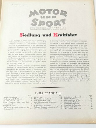"Motor und Sport" - 28.Januar 1934 - Heft 4, 42 Seiten, gebraucht, DIN A4