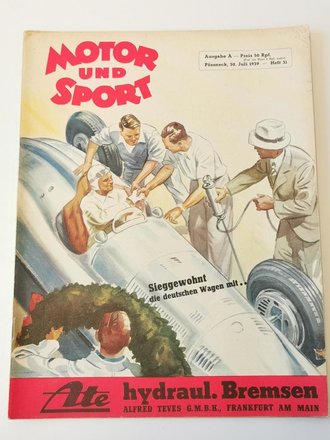 "Motor und Sport" - 30.Juli 1939 - Heft 31, 50 Seiten, gebraucht, DIN A4