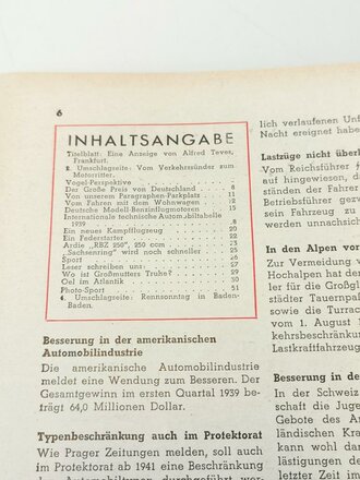 "Motor und Sport" - 30.Juli 1939 - Heft 31, 50 Seiten, gebraucht, DIN A4