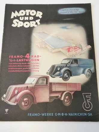 "Motor und Sport" - 10.März 1940 - Heft 10, 58 Seiten, gebraucht, DIN A4