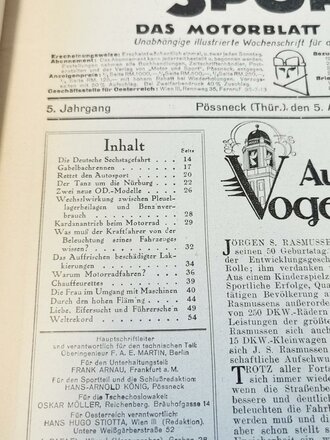 "Motor und Sport" - 05.August 1928 - Heft 32, 70 Seiten, gebraucht, DIN A4