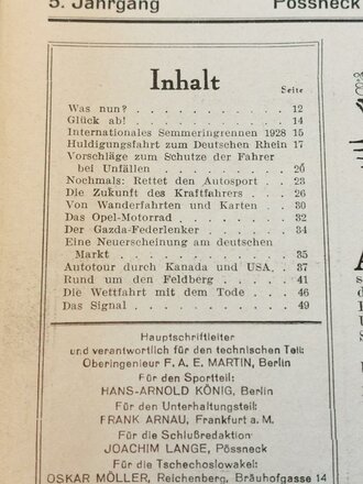 "Motor und Sport" - 30.September 1928 - Heft 40, 64 Seiten, gebraucht, DIN A4
