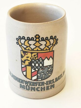 Bierkrug eines Angehörigen im "K.B.Minenwerfer Ers.Batl. No. I München" Unbeschädigt