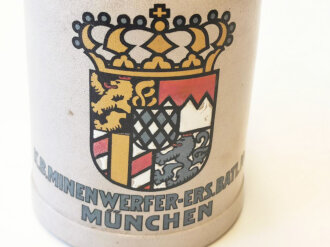 Bierkrug eines Angehörigen im "K.B.Minenwerfer Ers.Batl. No. I München" Unbeschädigt