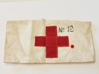 Sanitätstruppe, Armbinde, mit Abnahmestempel, Lagerspuren