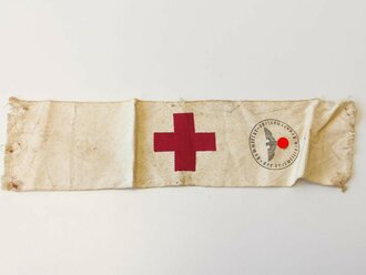 Sanitätsdienst, Armbinde,Stempel "Kommissar der freiwilligen Krankenpflege", rückseitig aufgetrennt, Lagerspuren