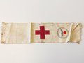 Sanitätsdienst, Armbinde,Stempel "Kommissar der freiwilligen Krankenpflege", rückseitig aufgetrennt, Lagerspuren
