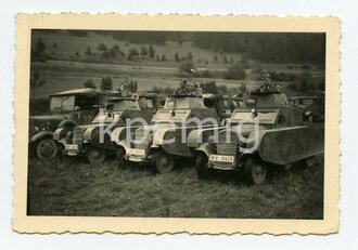 Aufnahme von 3 Panzeratrappen, frühe Wehrmacht, Maße 6 x 9cm