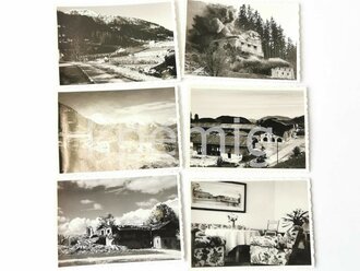 13 Aufnahmen Obersalzberg, Berghof "Touristenfotos" wohl aus der Nachkriegszeit, Maße 7 x 10 cm