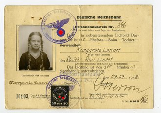 Deutsche Reichsbahn, Personenausweis Nr. 366, datiert 1938