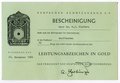 Deutscher Schützenbund, Bescheinigung über den Erhalt des Großen Leistungsabzeichens in Gold, datiert 1984