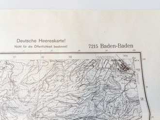 Deutsche Heereskarte Baden-Baden 61 x 62 cm, datiert 1944