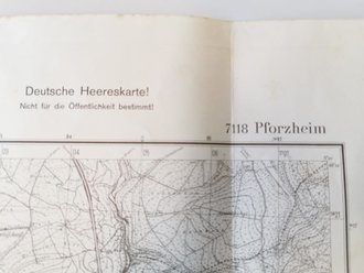 Deutsche Heereskarte Pforzheim 62 x 65 cm, datiert 1944