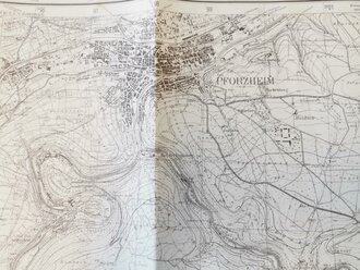 Deutsche Heereskarte Pforzheim 62 x 65 cm, datiert 1944