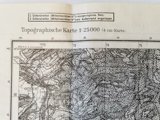 Militärkarte Gernsbach/Quingey, datiert 1945, 71 x 56 cm, Rückseite bedruckt