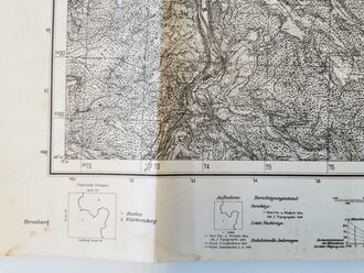 Militärkarte Gernsbach/Quingey, datiert 1945, 71 x 56 cm, Rückseite bedruckt