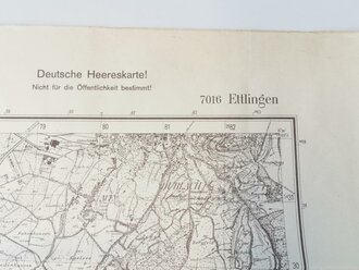 Deutsche Heereskarte Ettlingen, 64 x 60  cm, datiert 1944