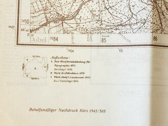 Deutsche Heereskarte Neuenbürg/Pontarlier, 60 x 57  cm, datiert 1945, Rückseite bedruckt