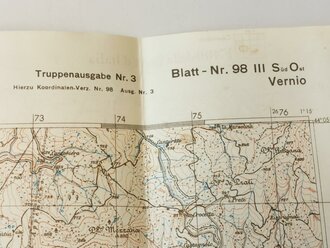 Deutsche Heereskarte Vernio - Italien, Maße 45 x 50 cm, Rückseite bedruckt