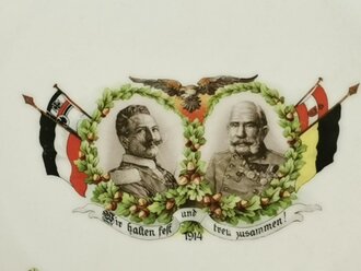 Patriotischer Porzellanteller " Wir halten fest und treu zusammen! 1914"  Durchmesser 26cm