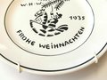 Winterhilfswerk Teller "Frohe Weihnachten 1935" Durchmesser 17cm. Leicht beschädigt, neuzeitliche Halterung