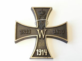 1. Weltkrieg, patriotischer Briefbeschwerer in Form eines Eisernen Kreuzes. Breite 11cm, sehr guter Zustand
