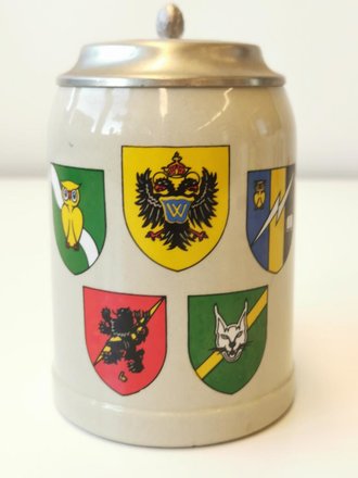 Bierkrug Bundeswehr mit Deckel und Gravur "Zur Erinnerung OGefr. Eichler FmBtl 220 S3-Abt"