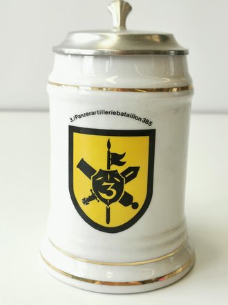 Bierkrug Bundeswehr mit Deckel "3./ Panzerartilleriebatallion 385"