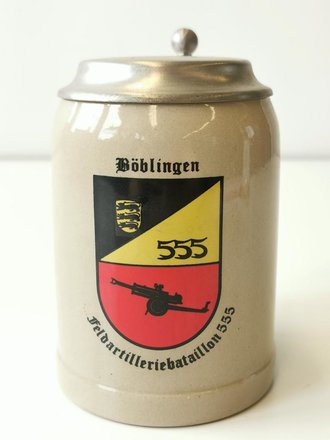 Bierkrug Bundeswehr mit Deckel "Böblingen Feldartilleriebataillon 555"
