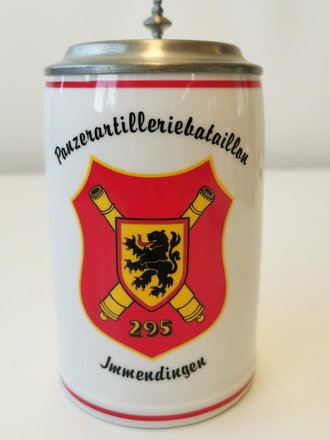 Bierkrug Bundeswehr mit Deckel "Panzerartilleriebataillon 295 Immendingen"