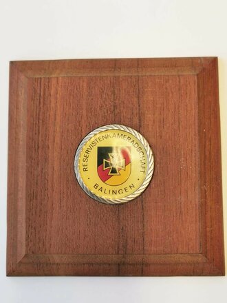 Bundeswehr, dekorative Wandtafel "Reservistenkameradschaft Balingen", Maße 12 x 12 cm