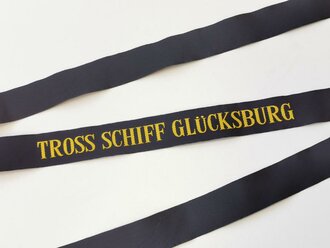 Bundesmarine, Mützenband "Tross Schiff Glücksburg", Länge ca 150 cm